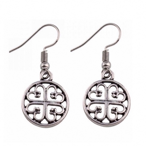 GlitzBlitz Jewelry - CLEARANCE $6! Silver Celtic Button Dangle Earrings